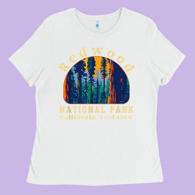 Redwood National Park California Retro Vintage Cam Ladies Tee Designed By Designpulse