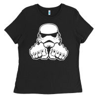 Black dark side knuckle starwars stormtrooper 2 Ladies Tee - DesignPulse