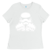 White dark side knuckle starwars stormtrooper 2 Ladies Tee - DesignPulse