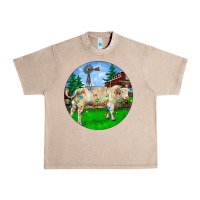French Oak Christmas Charolais Bull And Barnyard Urban Heavy Tee - RanaPortraitStore