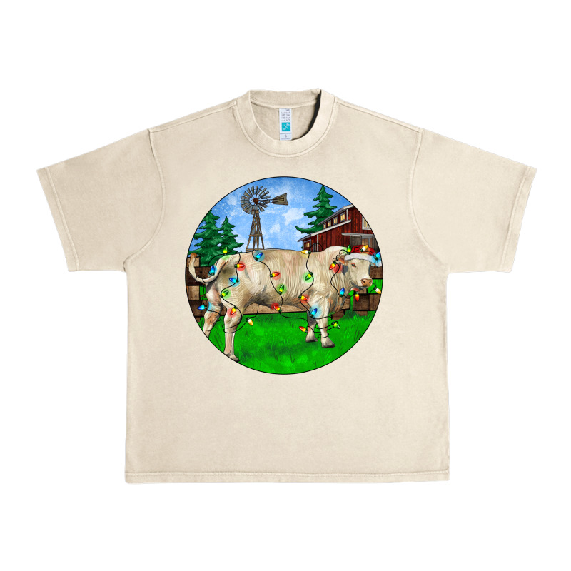 Christmas Charolais Bull And Barnyard Urban Heavy Tee by RanaPortraitStore | Teevron