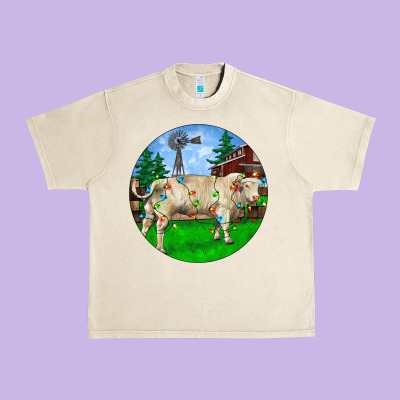Christmas Charolais Bull And Barnyard Urban Heavy Tee Designed By Ranaportraitstore