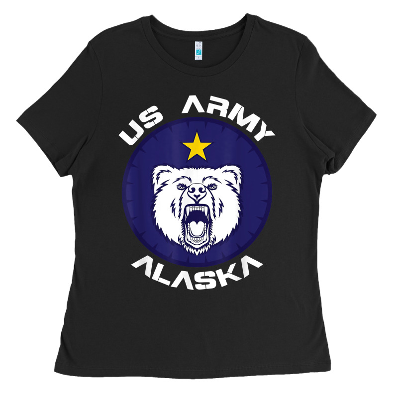 Us Army Alaska Polar Bear Patch T Shirt Ladies Tee by DesignPulse | Teevron