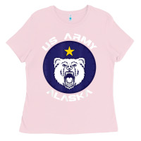 Bubblegum Pink us army alaska polar bear patch t shirt Ladies Tee - DesignPulse