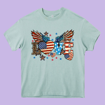 Love America Wings 4th Of July Heavy Core Tee Designed By Howdyjamesfarm