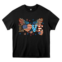 Black Love America wings 4th of july Heavy Core Tee - HowdyJamesFarm