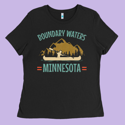 Retro Boundary Waters Canoe Minnesota Ladies Tee Designed By Designpulse