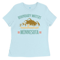 Baby Blue retro boundary waters canoe minnesota Ladies Tee - DesignPulse