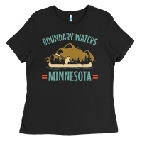Black retro boundary waters canoe minnesota Ladies Tee - DesignPulse