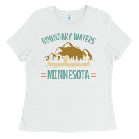 White retro boundary waters canoe minnesota Ladies Tee - DesignPulse