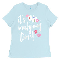 Baby Blue womens mahjong gift for her mahjong player v neck t shirt Ladies Tee - DesignPulse