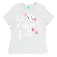 White womens mahjong gift for her mahjong player v neck t shirt Ladies Tee - DesignPulse
