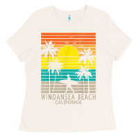 Bone windansea beach california ca surfer surfing surf palm tree Ladies Tee - DesignPulse