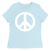 Baby Blue Peace Sign Ladies Tee - DesignPulse