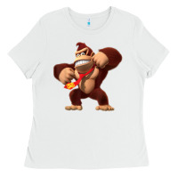 White Donkey Kong 3D Poster Ladies Tee - DesignPulse