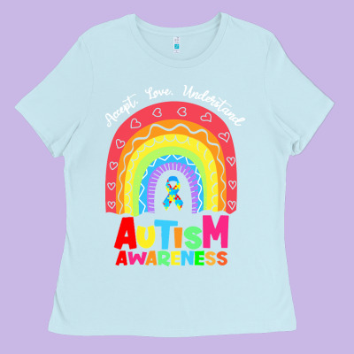 Autism Awareness Month T  Shirt Autism Awareness Rainbow Accept Unders Ladies Tee Designed By Designpulse