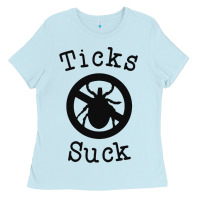 Baby Blue ticks suck shirt lyme disease gift green awareness ribbon Ladies Tee - DesignPulse