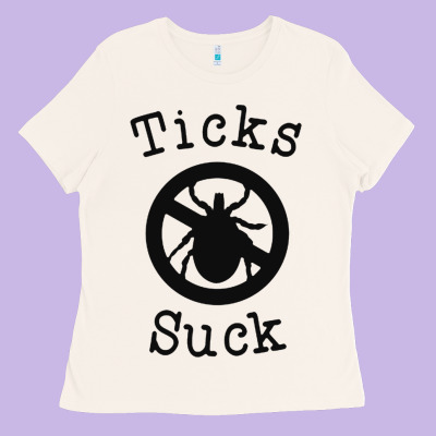 Ticks Suck Shirt Lyme Disease Gift Green Awareness Ribbon Ladies Tee Designed By Designpulse