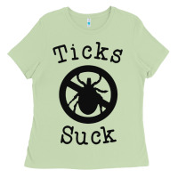 Matcha ticks suck shirt lyme disease gift green awareness ribbon Ladies Tee - DesignPulse