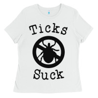 White ticks suck shirt lyme disease gift green awareness ribbon Ladies Tee - DesignPulse