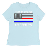 Police Fire Ems First Responder American Flag Firefighter T Shirt Ladies Tee | Teevron