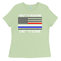 Matcha police fire ems first responder american flag firefighter t shirt Ladies Tee - DesignPulse