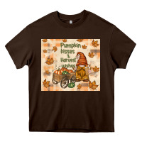 Chocolate Brown pumpkin kisses and harvest wishes Heavy Core Tee - TumblerDesignByShophia