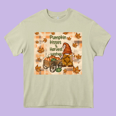 Pumpkin Kisses And Harvest Wishes Heavy Core Tee Designed By Tumblerdesignbyshophia