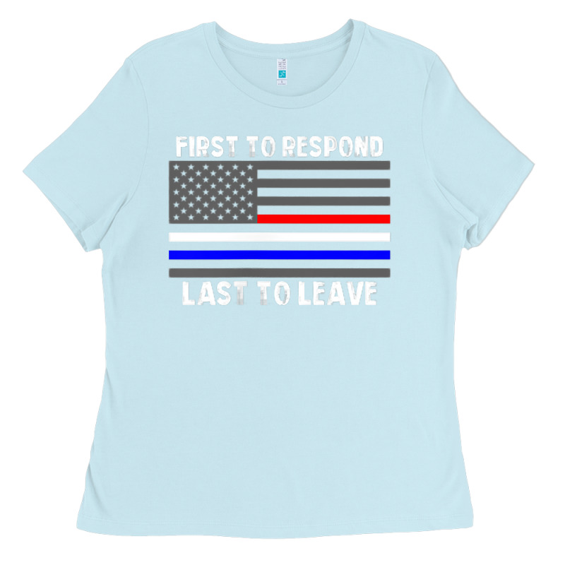 Police Fire Ems First Responder American Flag Firefighter T Shirt Ladies Tee by DesignPulse | Teevron