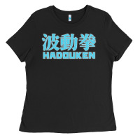 Black hadouken street arcade fighter retro ryu gaming funny Ladies Tee - DesignPulse