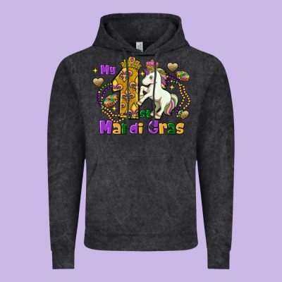 My First Mardi Gras Unicorn Vintage Hoodie Designed By Fadigitalartstudio