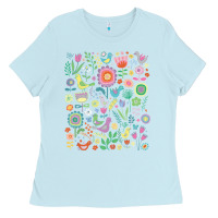 Baby Blue cute birds t  shirt birds and blooms   cute floral pattern by cecca de Ladies Tee - DesignPulse