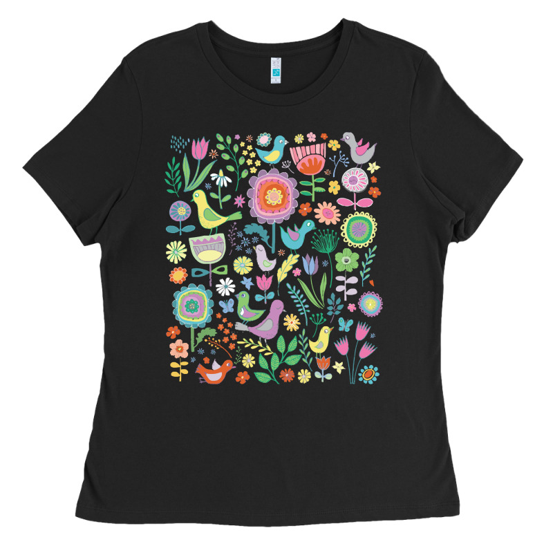 Cute Birds T  Shirt Birds And Blooms   Cute Floral Pattern By Cecca De Ladies Tee by DesignPulse | Teevron