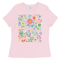 Bubblegum Pink cute birds t  shirt birds and blooms   cute floral pattern by cecca de Ladies Tee - DesignPulse