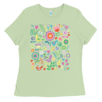 Matcha cute birds t  shirt birds and blooms   cute floral pattern by cecca de Ladies Tee - DesignPulse