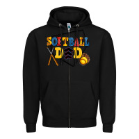 Black softball dad Zipper Hoodie - AdoDesignShop
