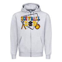 Heather Grey softball dad Zipper Hoodie - AdoDesignShop