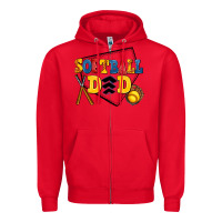 Red softball dad Zipper Hoodie - AdoDesignShop