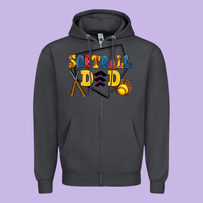 Softball Dad Zipper Hoodie Designed By Adodesignshop