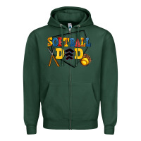 Sports Green softball dad Zipper Hoodie - AdoDesignShop