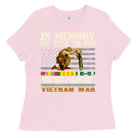 Bubblegum Pink Vietnam War Veterans US Memorial Day In The Memory Of 58479 38 Ladies Tee - PixelWave