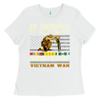 White Vietnam War Veterans US Memorial Day In The Memory Of 58479 38 Ladies Tee - PixelWave
