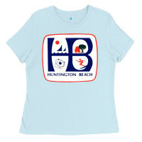 Baby Blue Coat of arms of Huntington Beach Ladies Tee - PixelWave