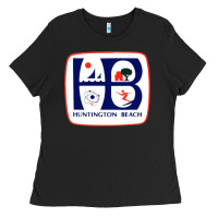 Black Coat of arms of Huntington Beach Ladies Tee - PixelWave