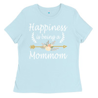 Baby Blue happiness is being a mommom  cute mothers day gifts Ladies Tee - PixelWave