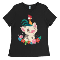Moana Heihei Rooster Pua Flowers Graphic Ladies Tee | Teevron