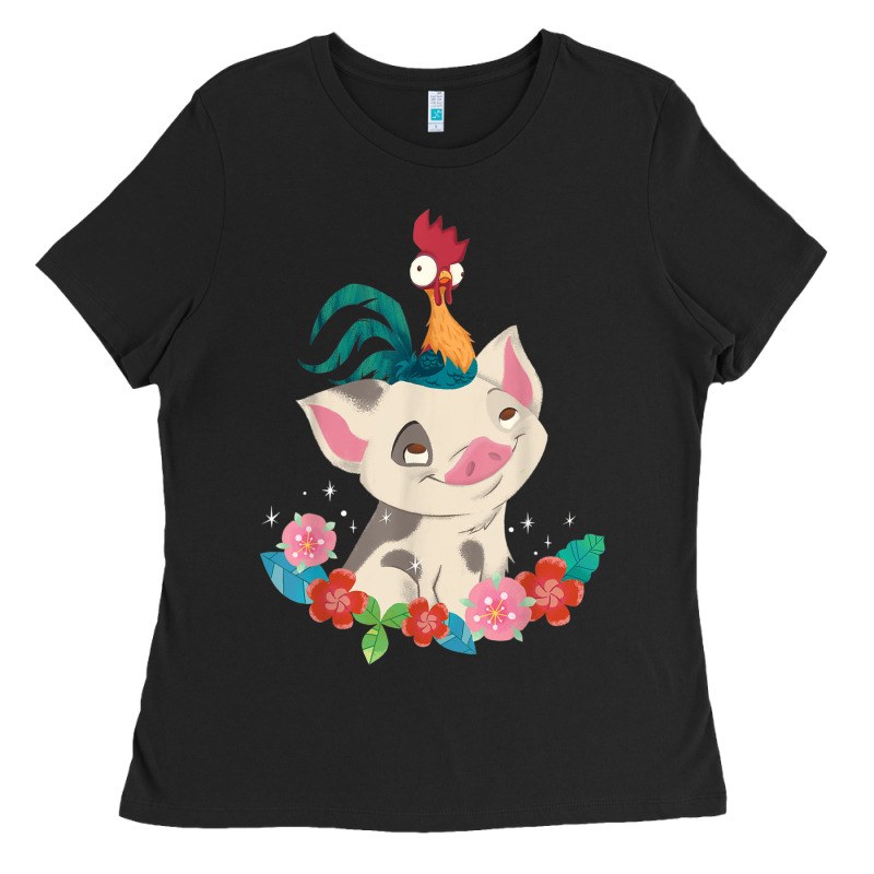 Moana Heihei Rooster Pua Flowers Graphic Ladies Tee by PixelWave | Teevron