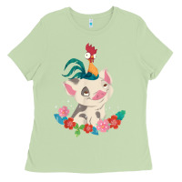 Matcha Moana HeiHei Rooster Pua Flowers Graphic Ladies Tee - PixelWave