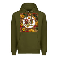 Army Green joy to the world christmas cow Premium Hoodie - LillyAllenDesigns