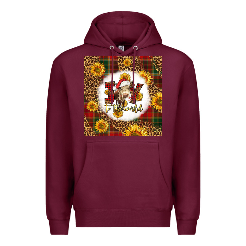 Joy To The World Christmas Cow Premium Hoodie by LillyAllenDesigns | Teevron